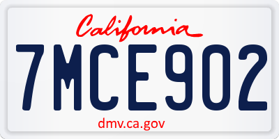 CA license plate 7MCE902