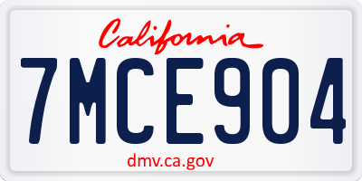 CA license plate 7MCE904