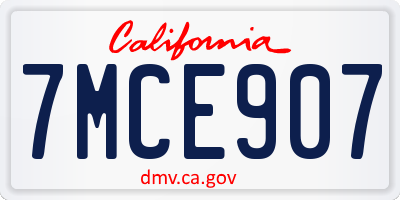CA license plate 7MCE907