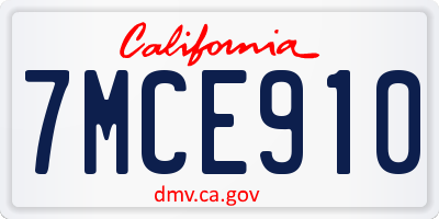 CA license plate 7MCE910