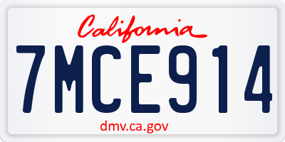 CA license plate 7MCE914