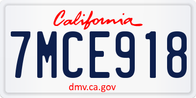 CA license plate 7MCE918