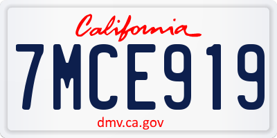 CA license plate 7MCE919