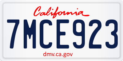 CA license plate 7MCE923