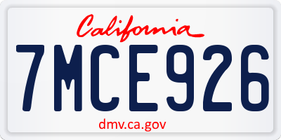 CA license plate 7MCE926