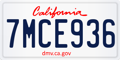 CA license plate 7MCE936
