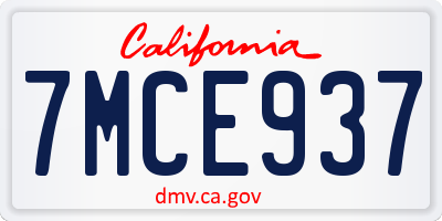 CA license plate 7MCE937