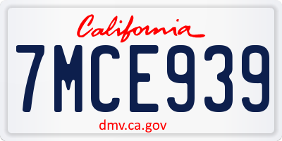 CA license plate 7MCE939
