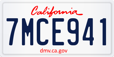 CA license plate 7MCE941