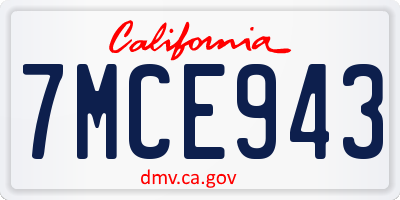 CA license plate 7MCE943