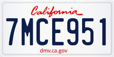 CA license plate 7MCE951