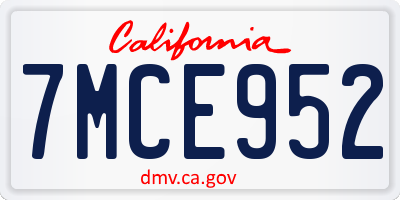 CA license plate 7MCE952