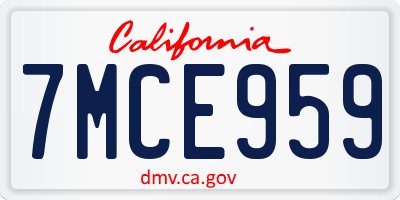 CA license plate 7MCE959