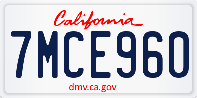 CA license plate 7MCE960