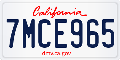 CA license plate 7MCE965