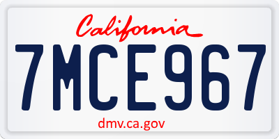 CA license plate 7MCE967