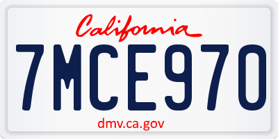CA license plate 7MCE970
