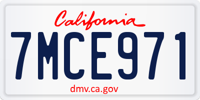 CA license plate 7MCE971