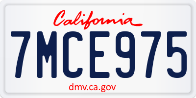 CA license plate 7MCE975