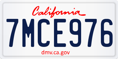 CA license plate 7MCE976