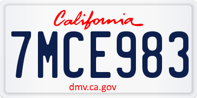 CA license plate 7MCE983