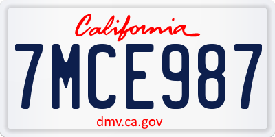 CA license plate 7MCE987