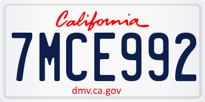 CA license plate 7MCE992