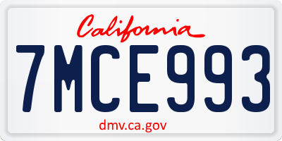 CA license plate 7MCE993