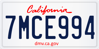 CA license plate 7MCE994