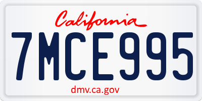 CA license plate 7MCE995