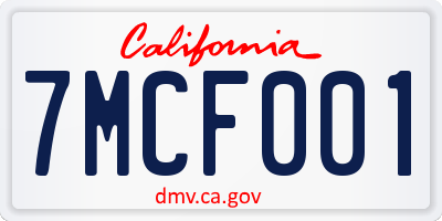 CA license plate 7MCF001