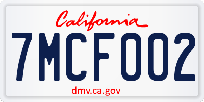 CA license plate 7MCF002