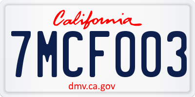 CA license plate 7MCF003