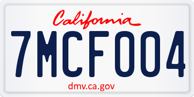 CA license plate 7MCF004