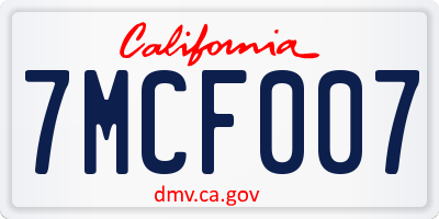 CA license plate 7MCF007