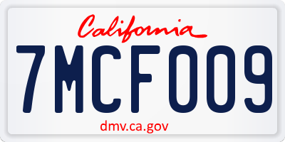 CA license plate 7MCF009