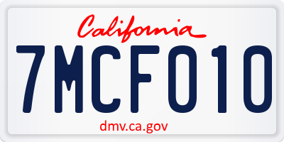 CA license plate 7MCF010