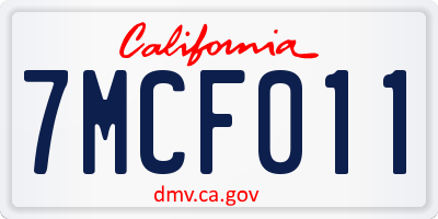 CA license plate 7MCF011