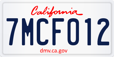 CA license plate 7MCF012