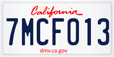 CA license plate 7MCF013