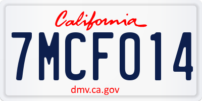 CA license plate 7MCF014