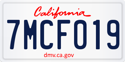 CA license plate 7MCF019