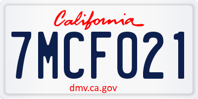 CA license plate 7MCF021