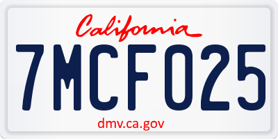 CA license plate 7MCF025