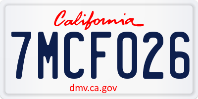 CA license plate 7MCF026