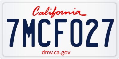 CA license plate 7MCF027
