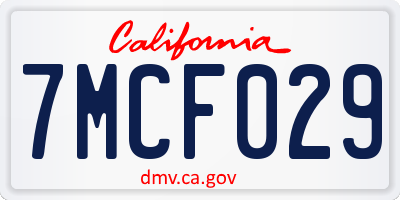 CA license plate 7MCF029