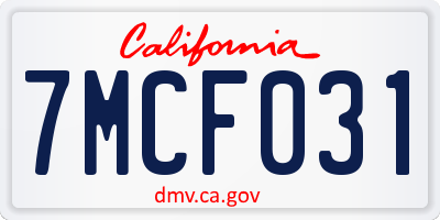CA license plate 7MCF031