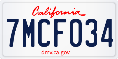 CA license plate 7MCF034