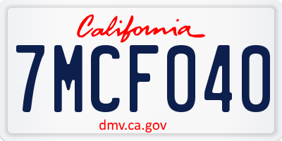 CA license plate 7MCF040